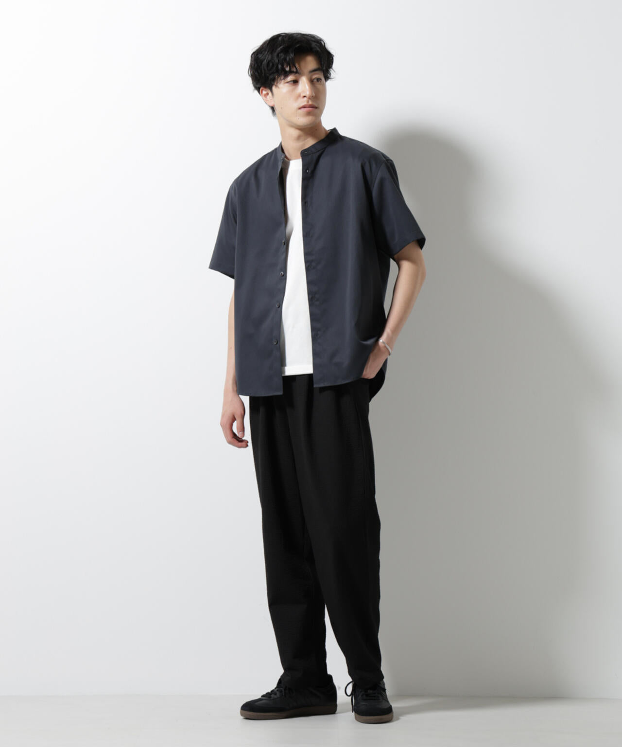 スタンダードバンドカラーシャツ/半袖 6725121228