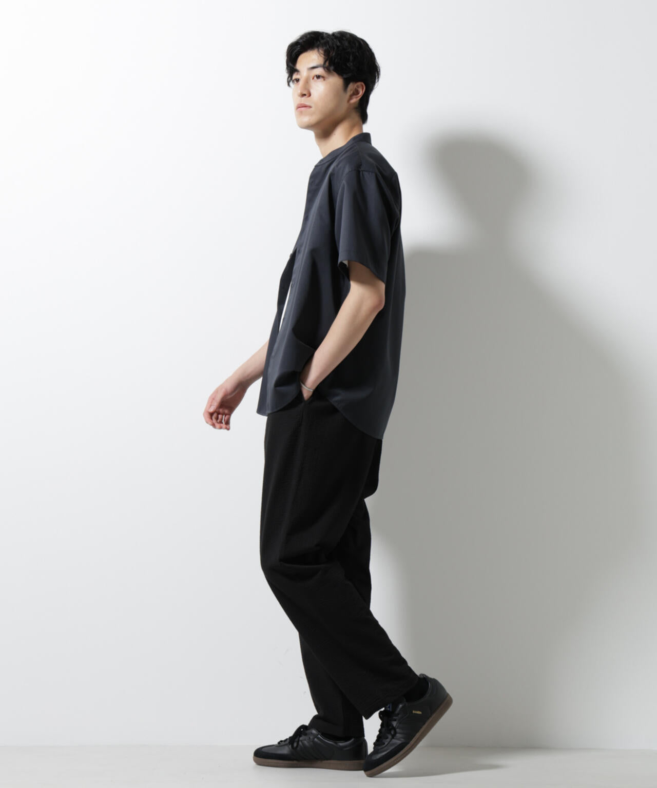 スタンダードバンドカラーシャツ/半袖 6725121228