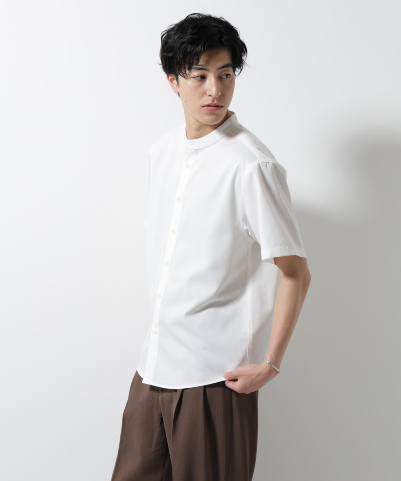 スタンダードバンドカラーシャツ/半袖 6725121228