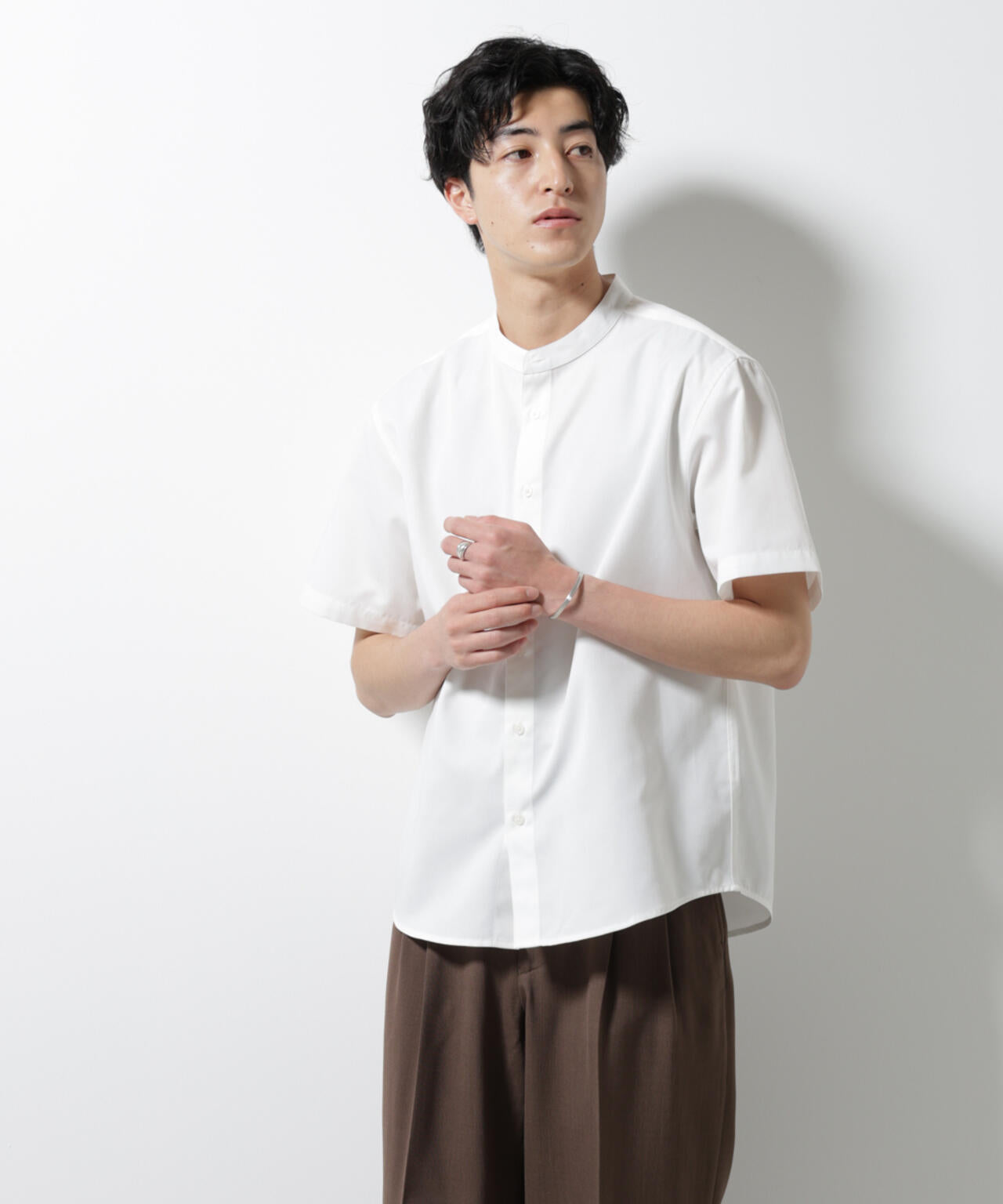 スタンダードバンドカラーシャツ/半袖 6725121228