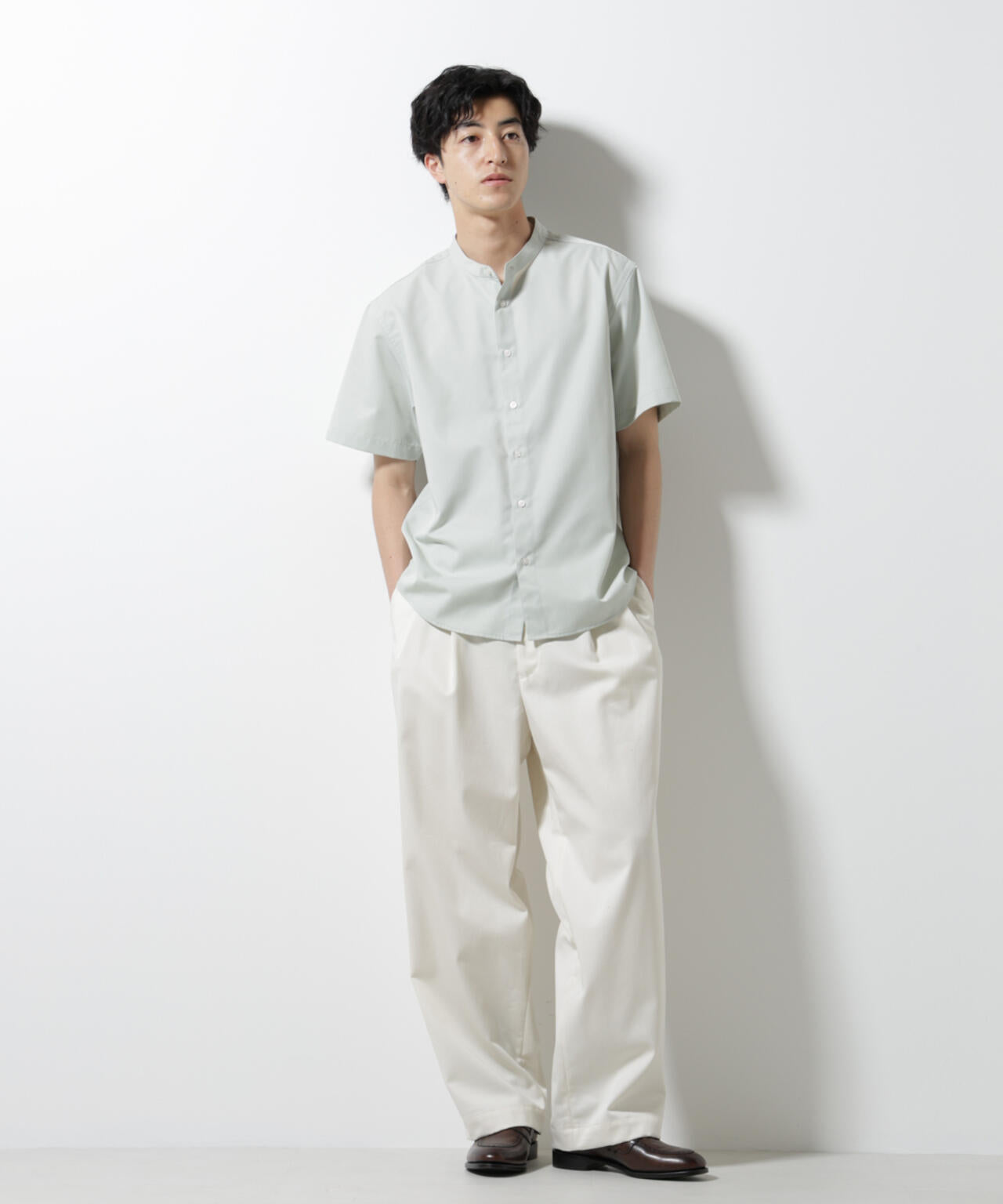 スタンダードバンドカラーシャツ/半袖 6725121228