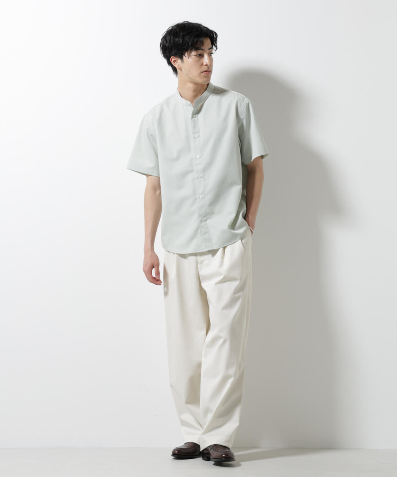 スタンダードバンドカラーシャツ/半袖 6725121228