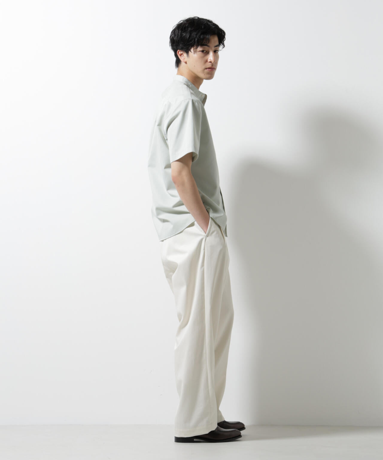 スタンダードバンドカラーシャツ/半袖 6725121228