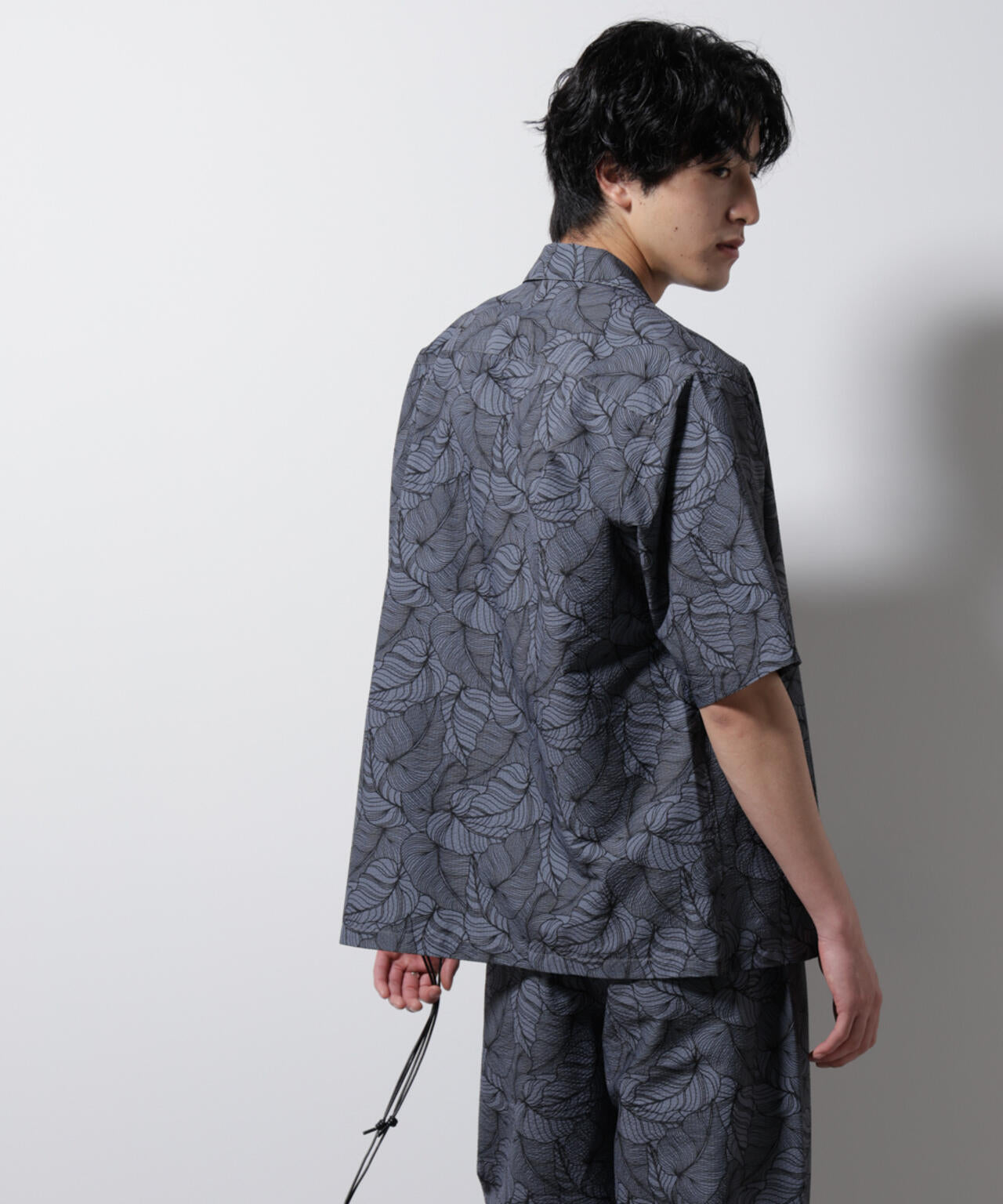 ボタニカルパターンサッカーシャツ 半袖(セットアップ可) 6725121234