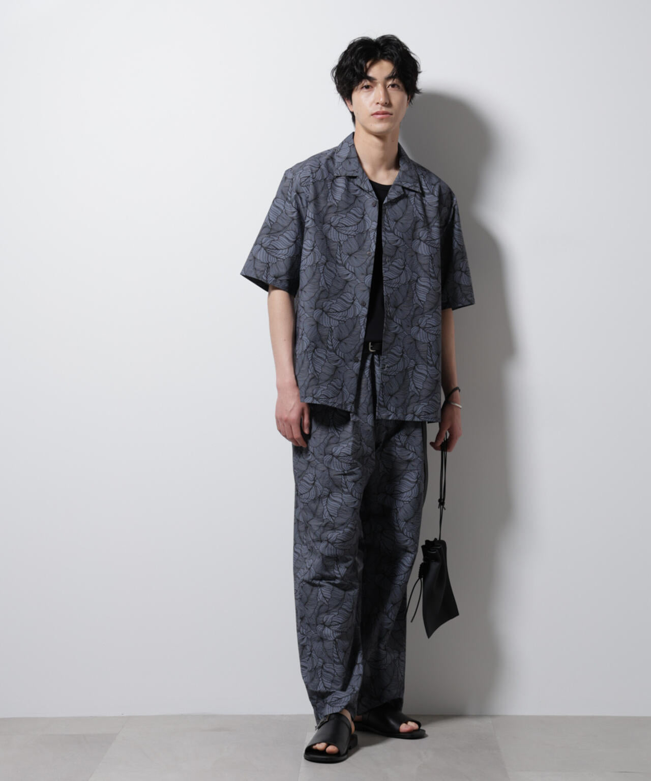 ボタニカルパターンサッカーシャツ 半袖(セットアップ可) 6725121234