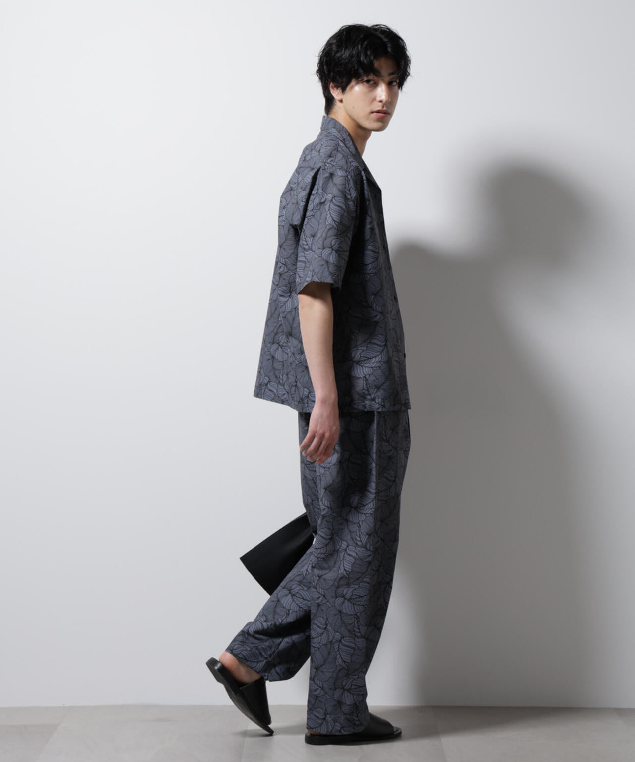 ボタニカルパターンサッカーシャツ 半袖(セットアップ可) 6725121234