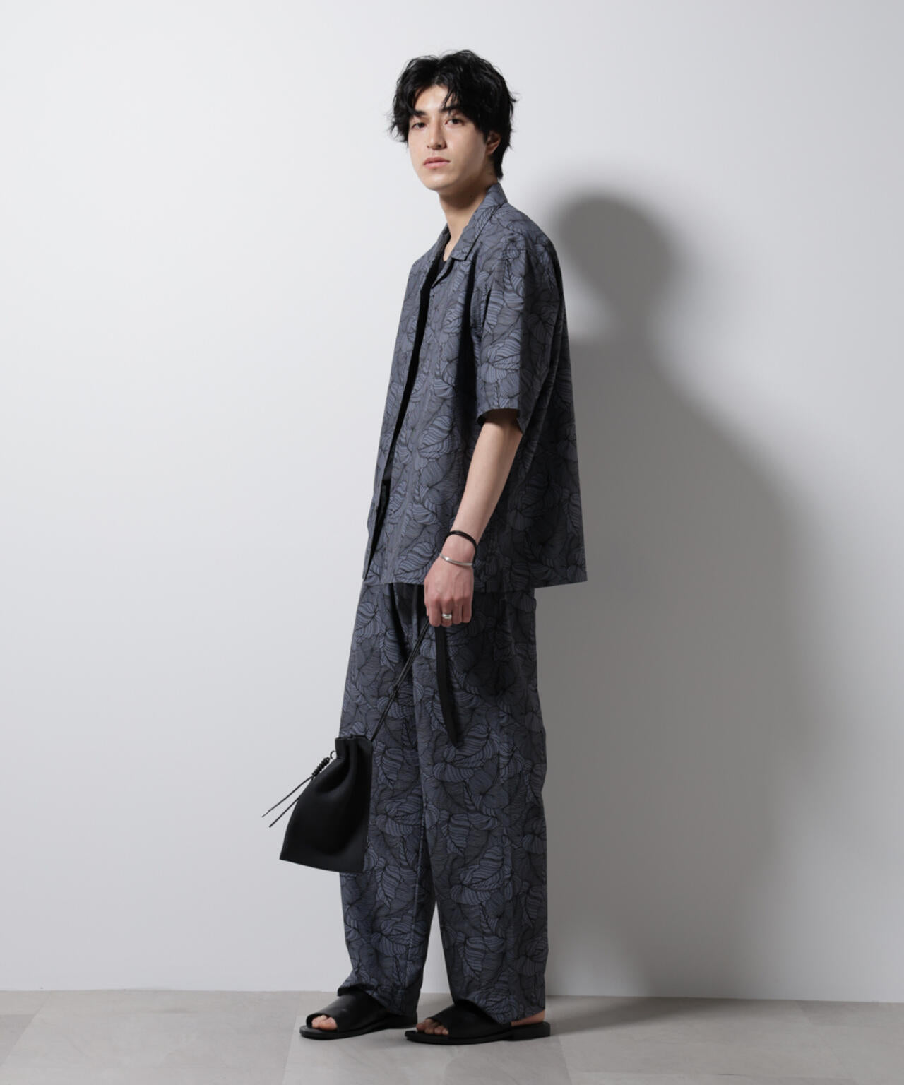 ボタニカルパターンサッカーシャツ 半袖(セットアップ可) 6725121234