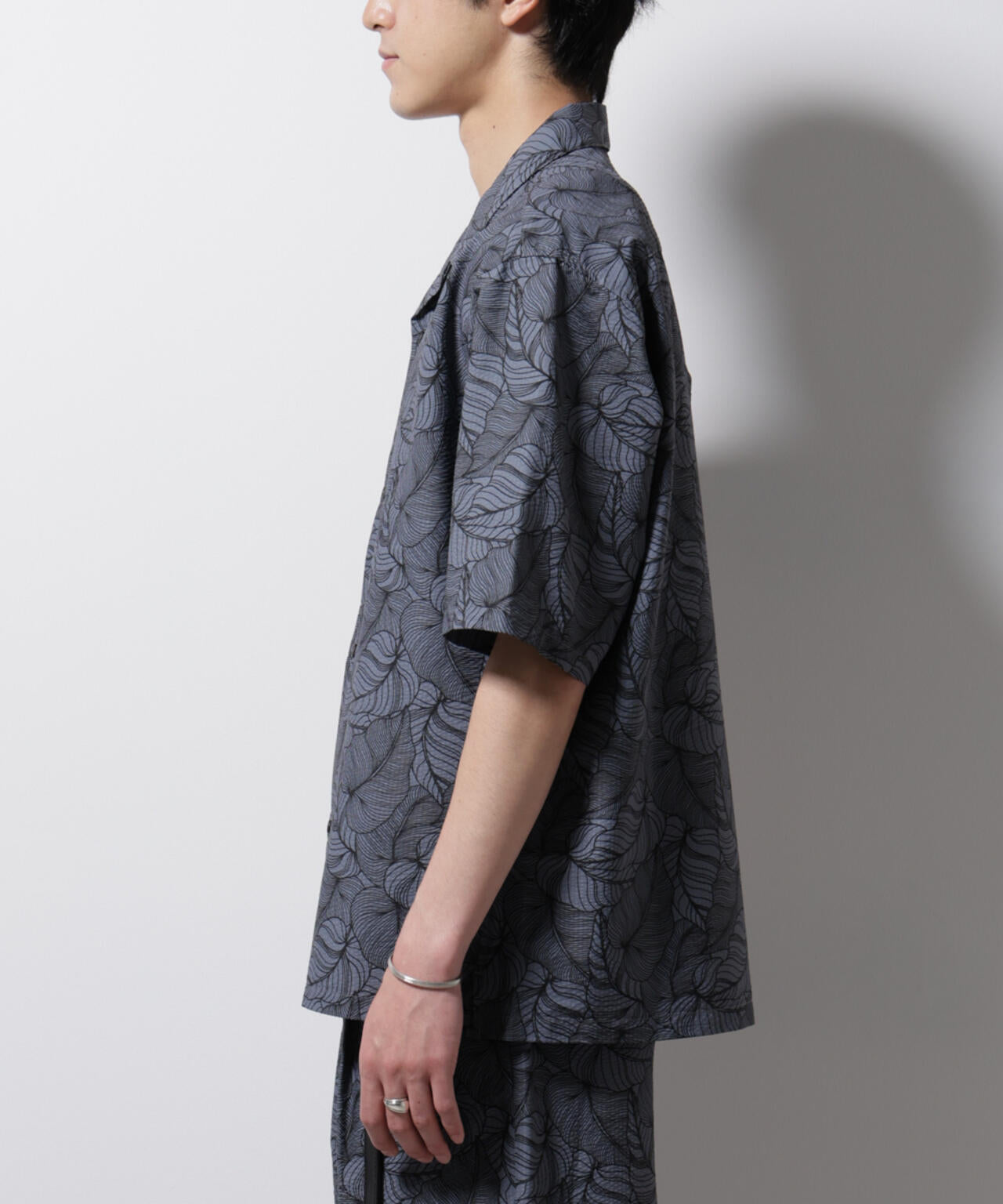 ボタニカルパターンサッカーシャツ 半袖(セットアップ可) 6725121234