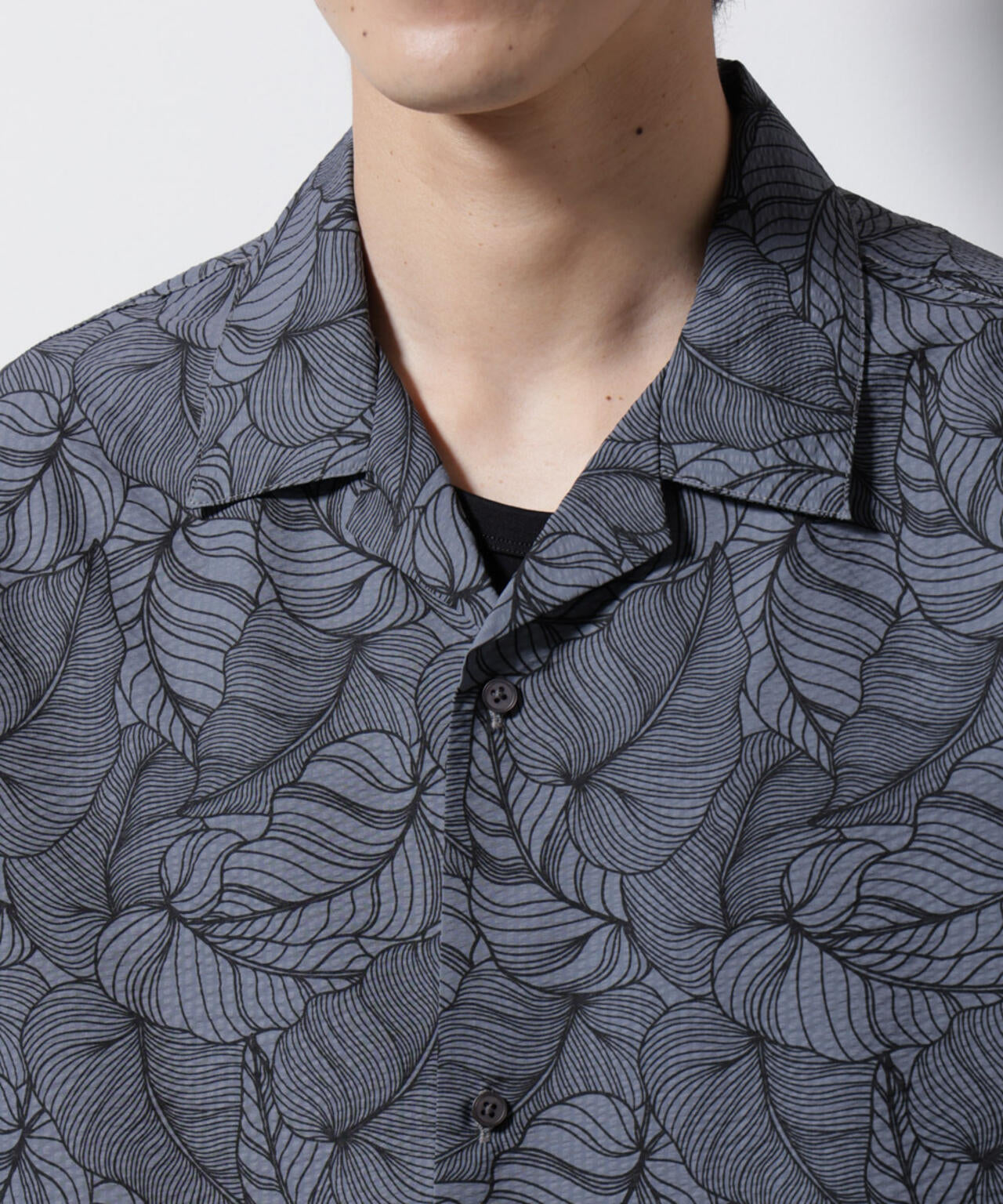 ボタニカルパターンサッカーシャツ 半袖(セットアップ可) 6725121234