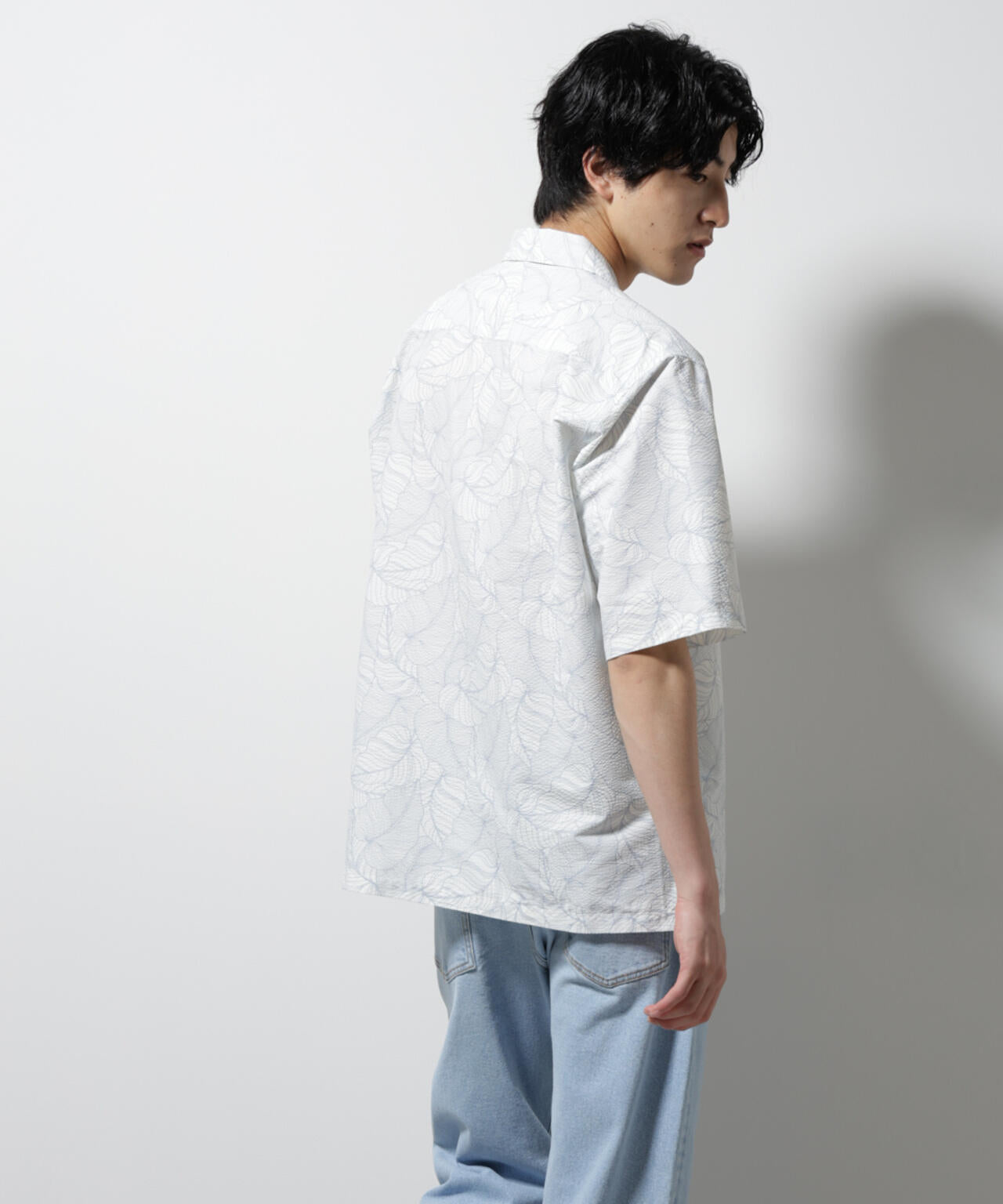 ボタニカルパターンサッカーシャツ 半袖(セットアップ可) 6725121234