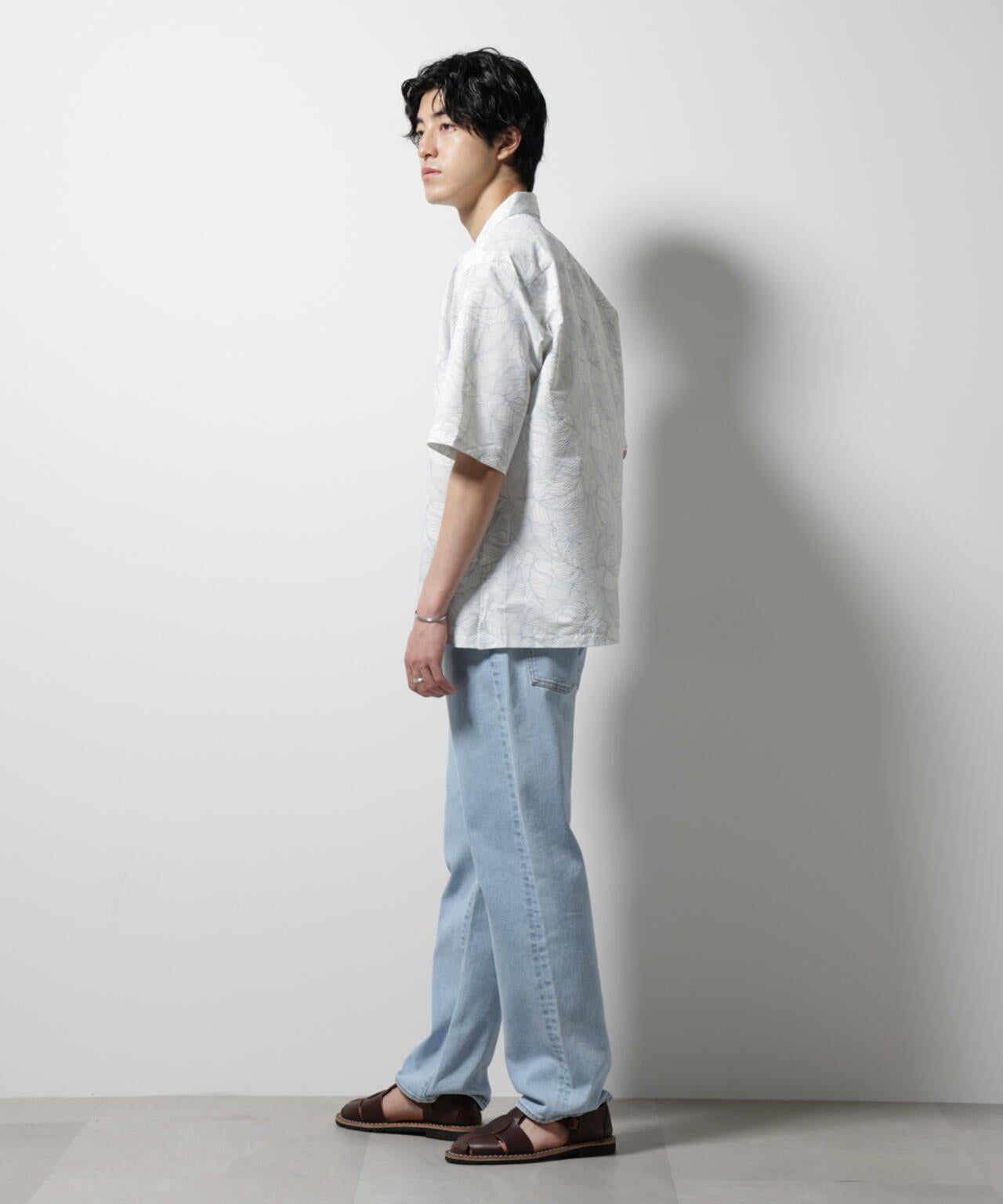 ボタニカルパターンサッカーシャツ 半袖(セットアップ可) 6725121234