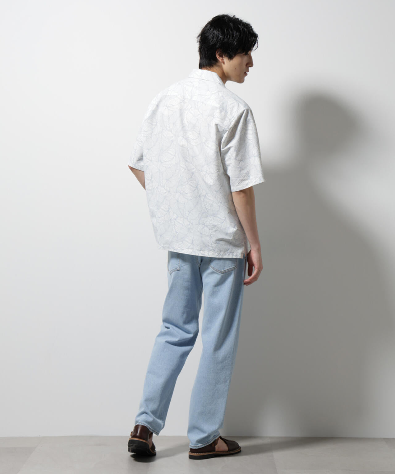 ボタニカルパターンサッカーシャツ 半袖(セットアップ可) 6725121234