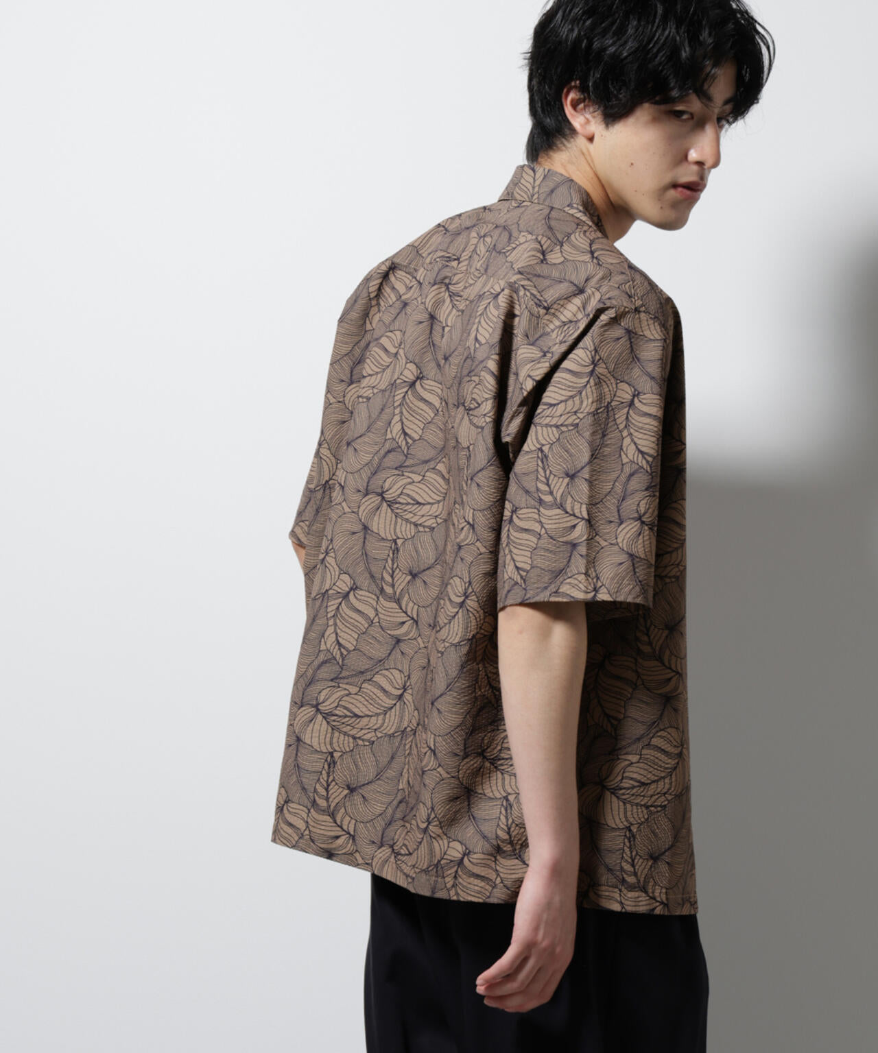 ボタニカルパターンサッカーシャツ 半袖(セットアップ可) 6725121234