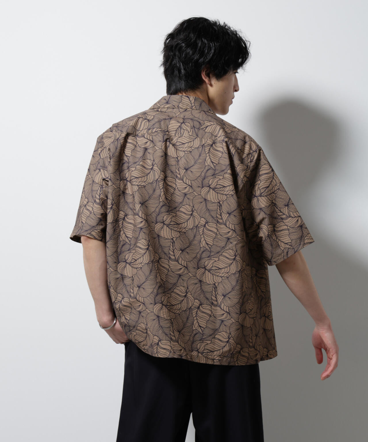 ボタニカルパターンサッカーシャツ 半袖(セットアップ可) 6725121234