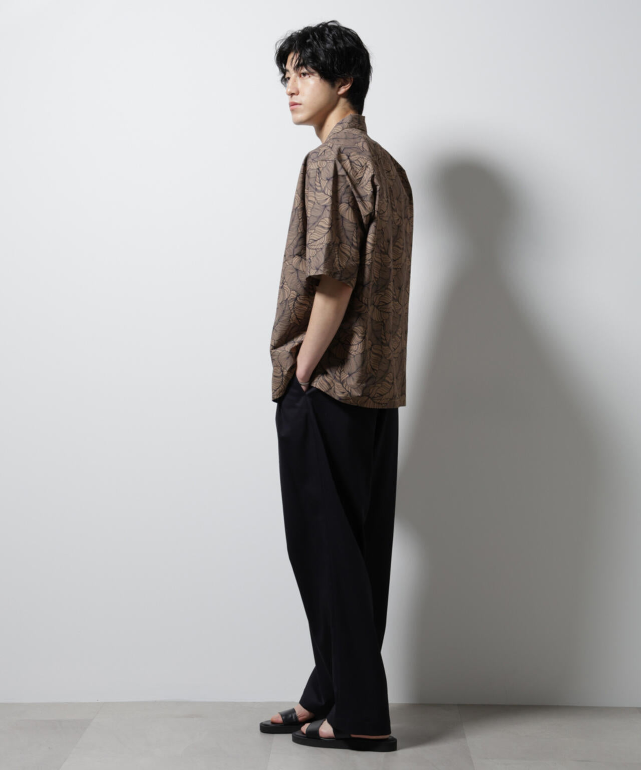 ボタニカルパターンサッカーシャツ 半袖(セットアップ可) 6725121234