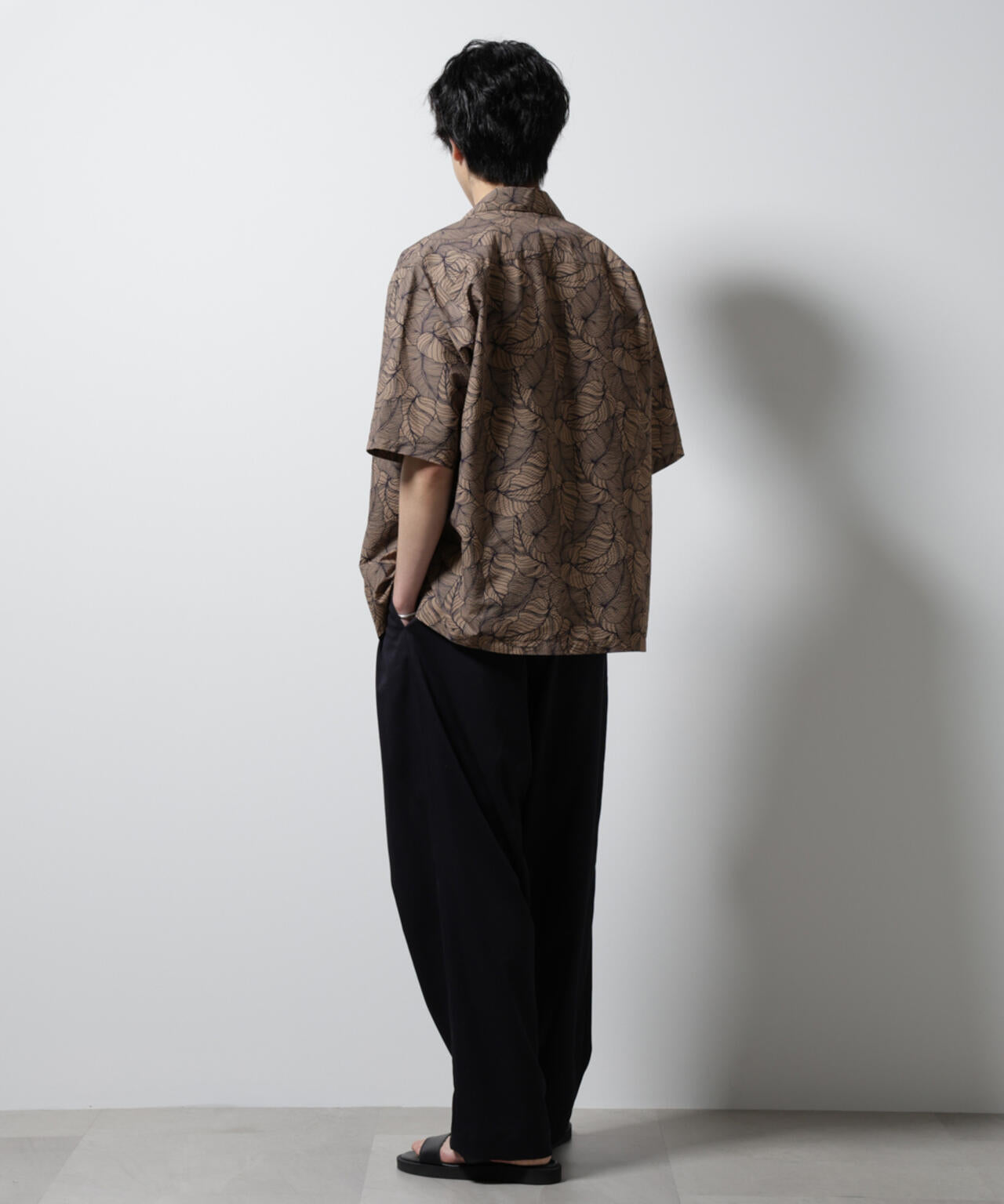 ボタニカルパターンサッカーシャツ 半袖(セットアップ可) 6725121234