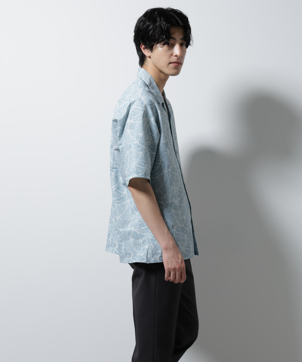 ボタニカルパターンサッカーシャツ 半袖(セットアップ可) 6725121234