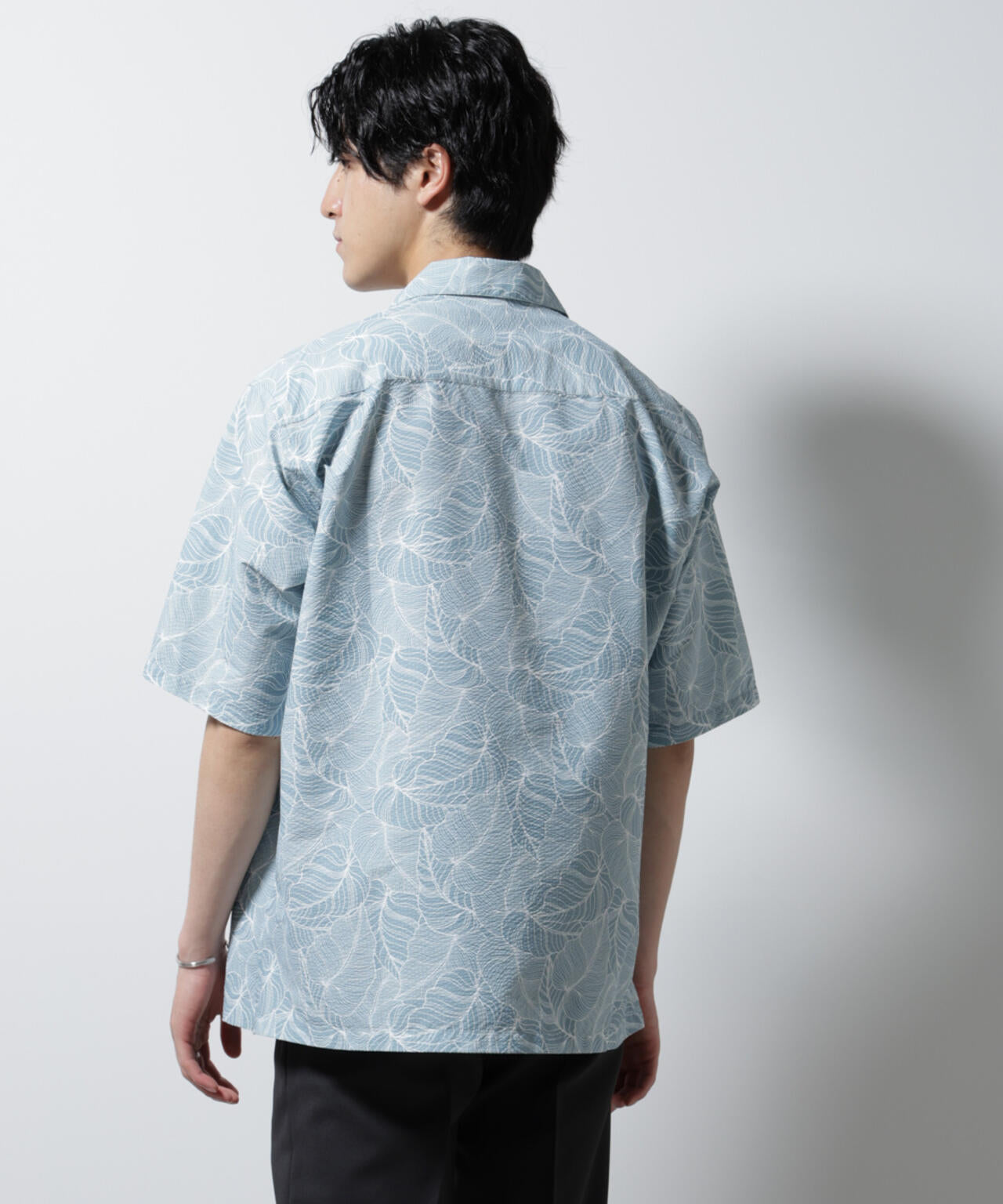 ボタニカルパターンサッカーシャツ 半袖(セットアップ可) 6725121234