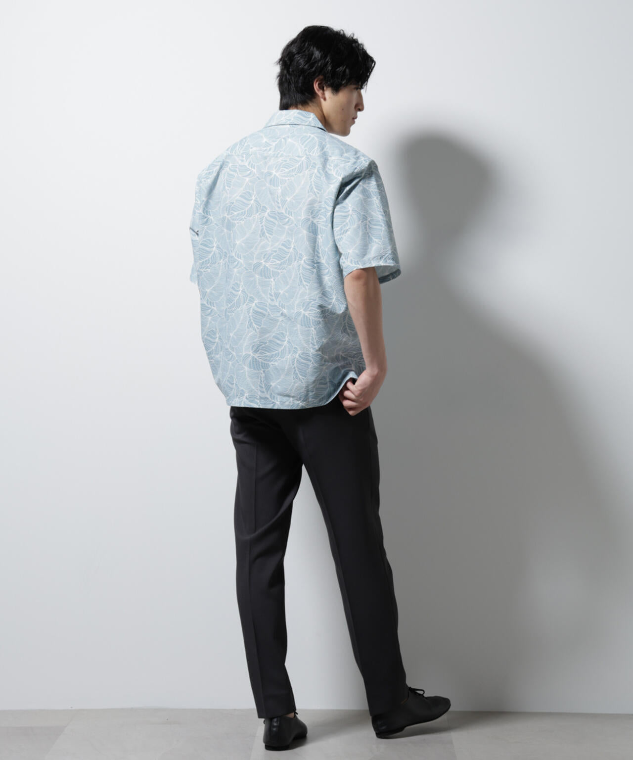 ボタニカルパターンサッカーシャツ 半袖(セットアップ可) 6725121234