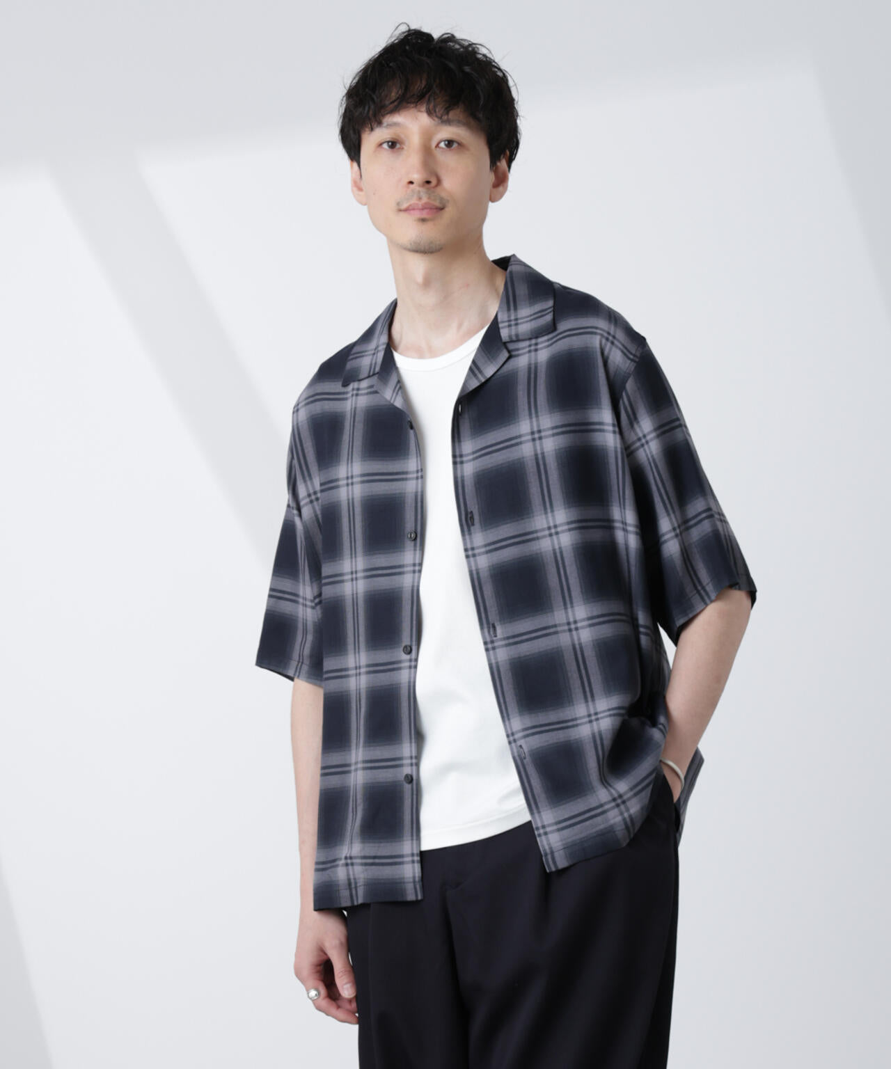 オリジナルパターンオンブレーシャツ 半袖 6725121235