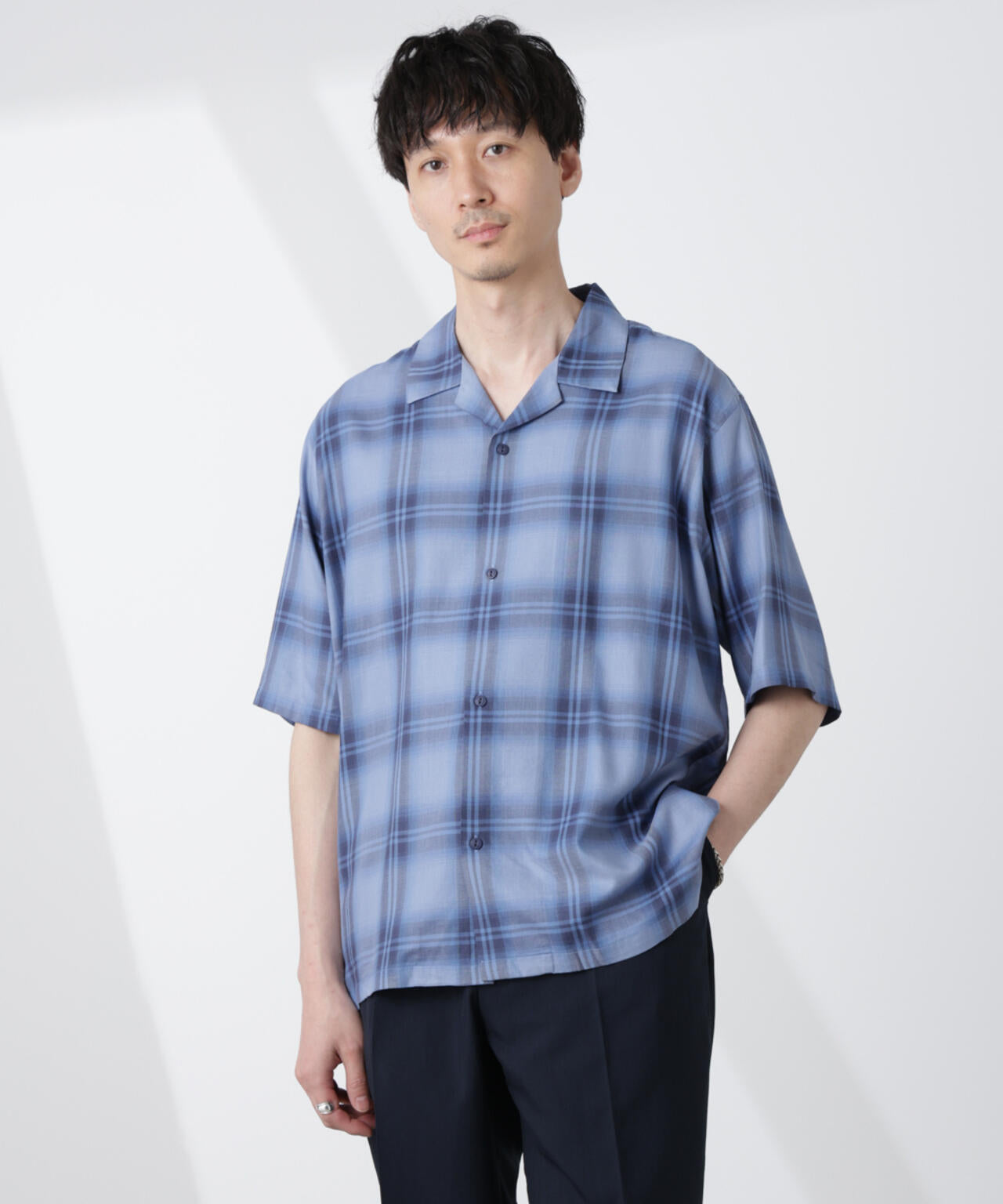 オリジナルパターンオンブレーシャツ 半袖 6725121235