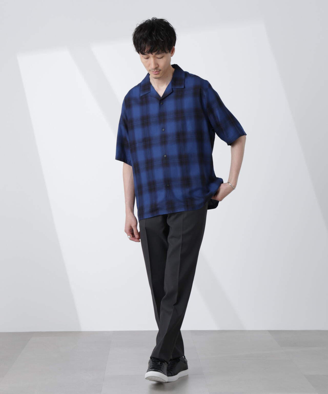 オリジナルパターンオンブレーシャツ 半袖 6725121235
