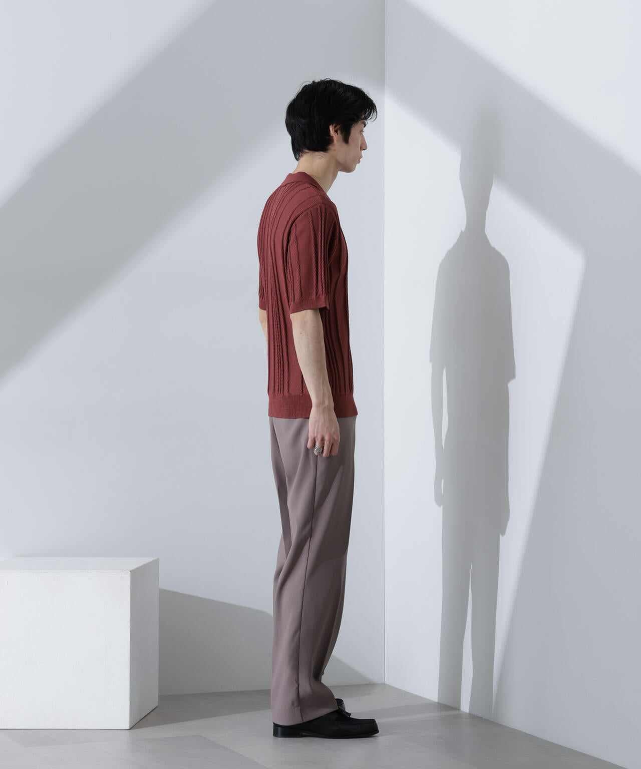 ストライプニットポロ 半袖 6725122203