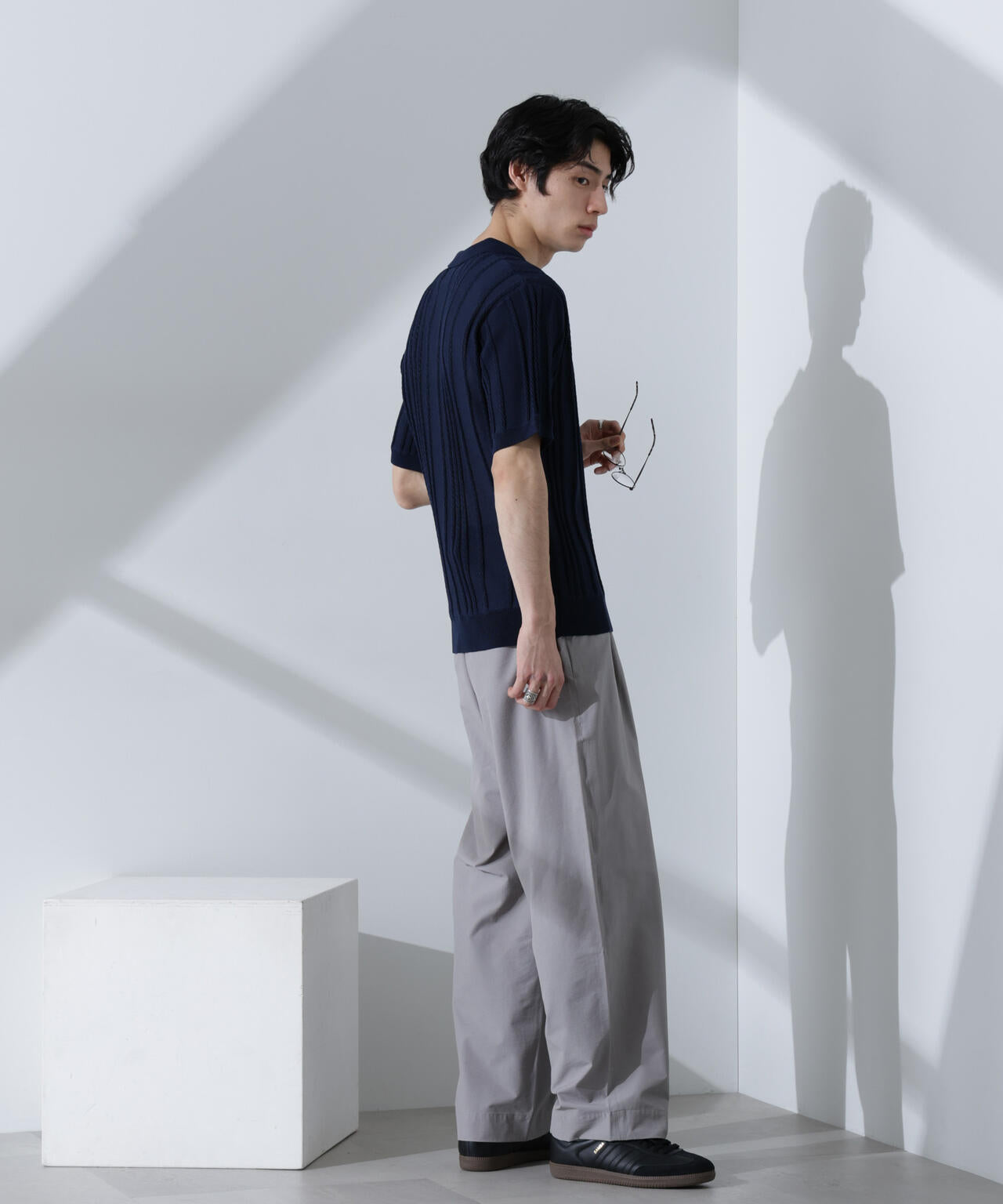 ストライプニットポロ 半袖 6725122203