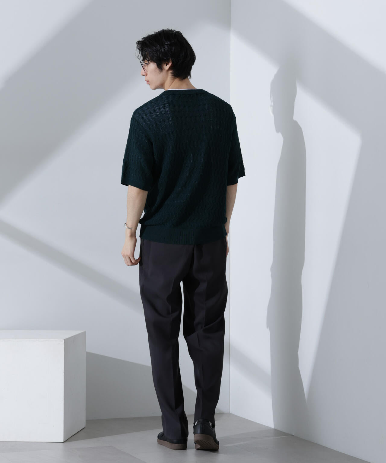 柄編みクルーネックニット 半袖 6725122204