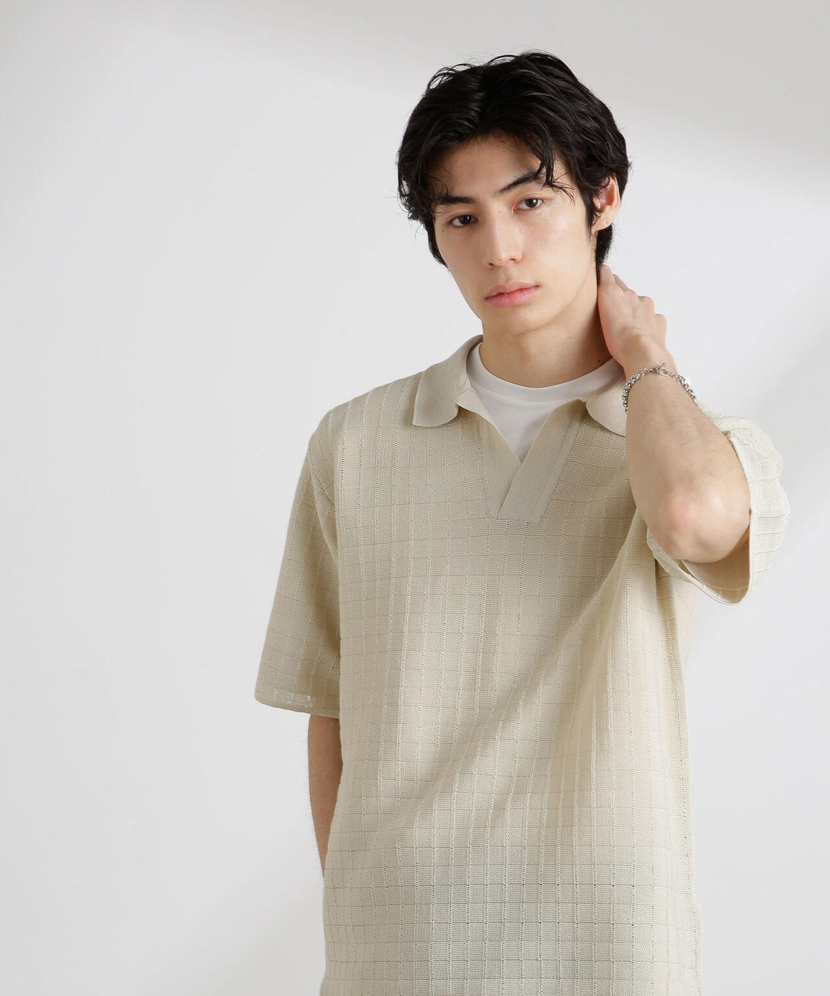 透かし編みスキッパーニット 半袖 6725122209