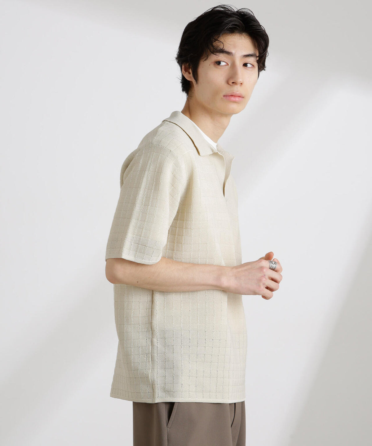透かし編みスキッパーニット 半袖 6725122209