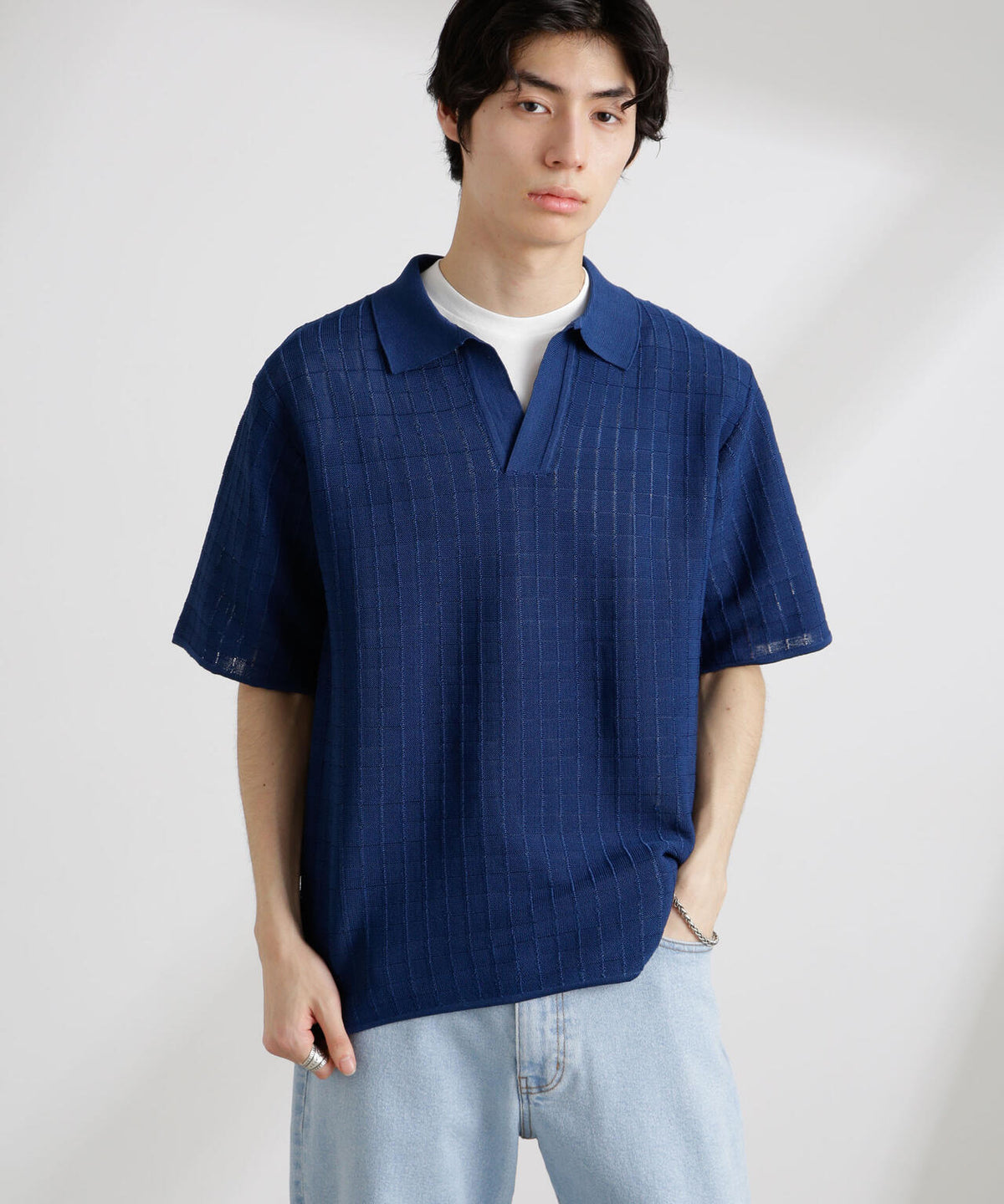 透かし編みスキッパーニット 半袖 6725122209