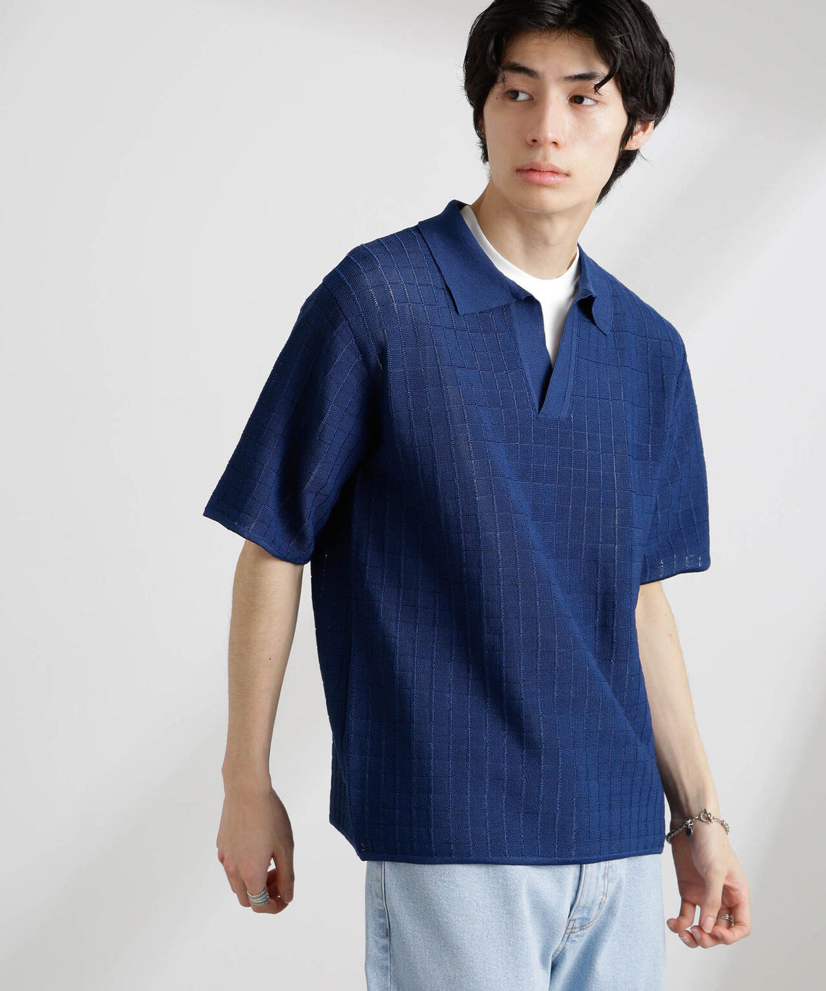透かし編みスキッパーニット 半袖 6725122209