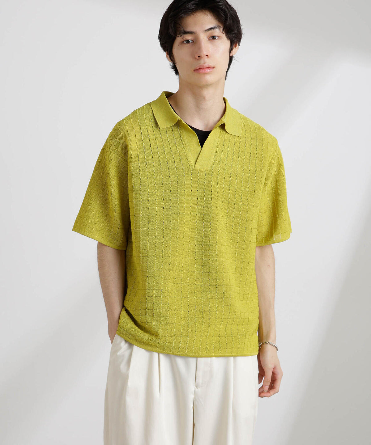 透かし編みスキッパーニット 半袖 6725122209