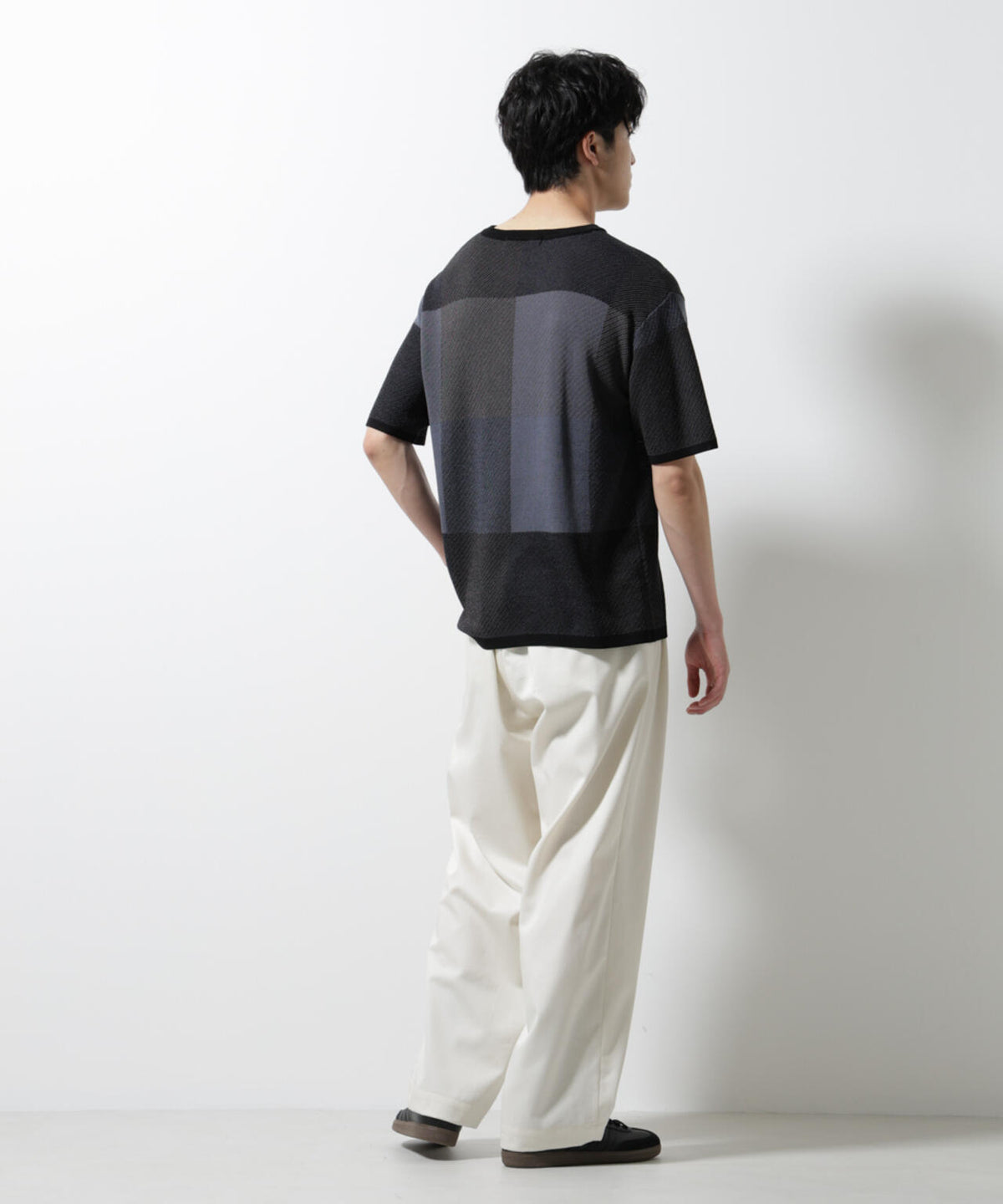 ブロックチェックニットTシャツ 半袖 6725122213