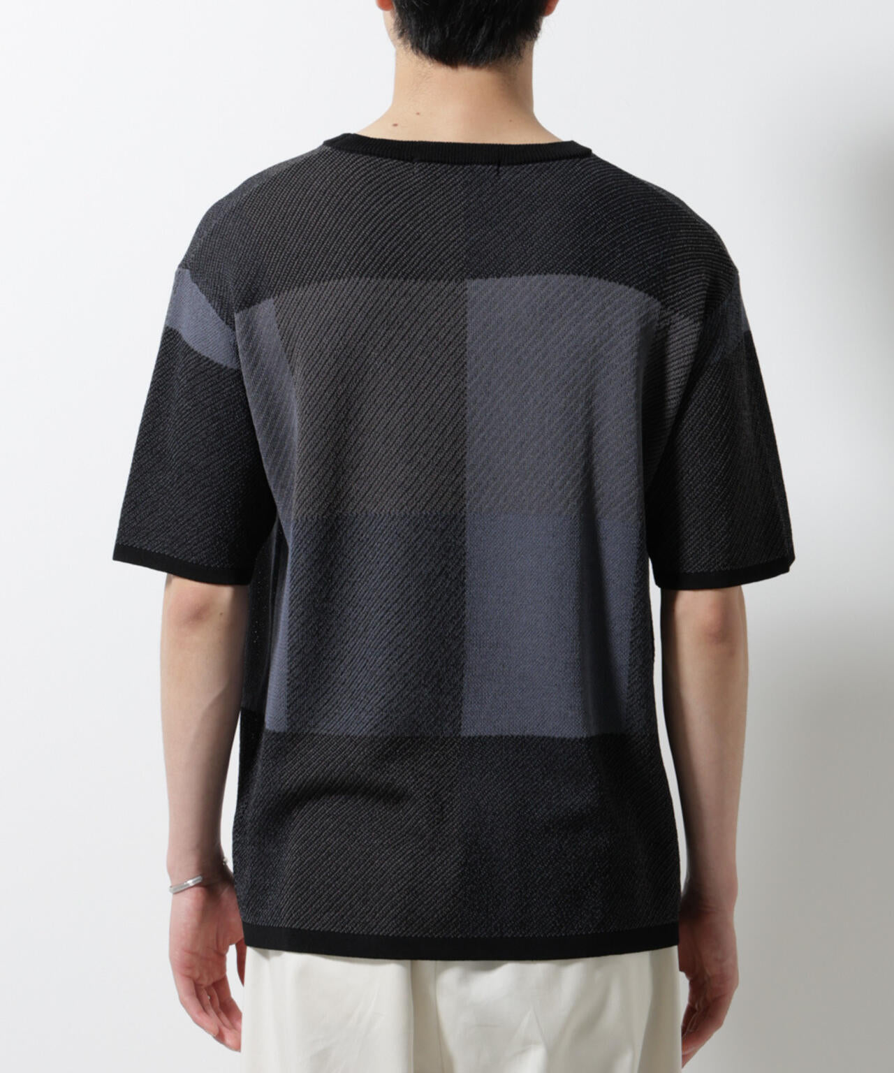 ブロックチェックニットTシャツ 半袖 6725122213