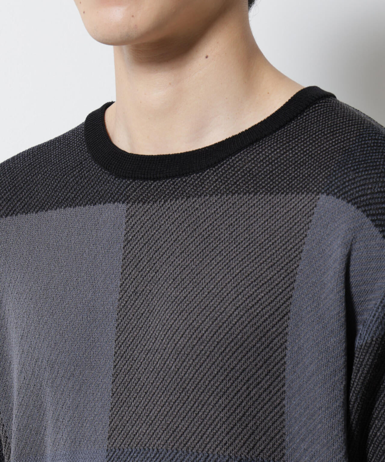 ブロックチェックニットTシャツ 半袖 6725122213