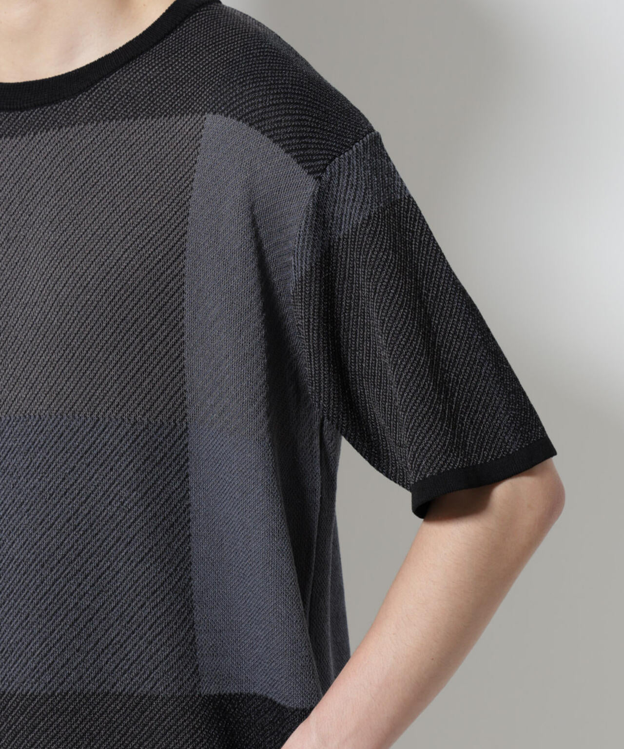 ブロックチェックニットTシャツ 半袖 6725122213