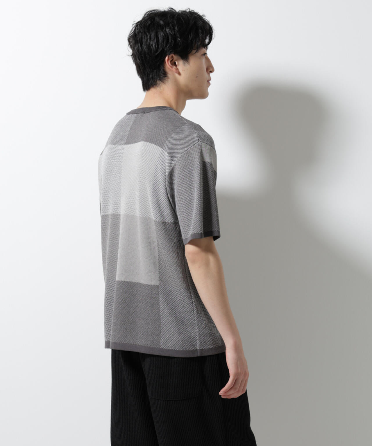 ブロックチェックニットTシャツ 半袖 6725122213