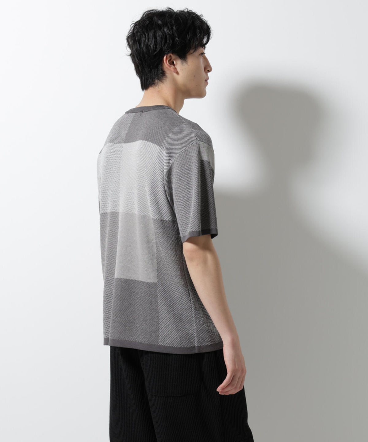 ブロックチェックニットTシャツ 半袖 6725122213