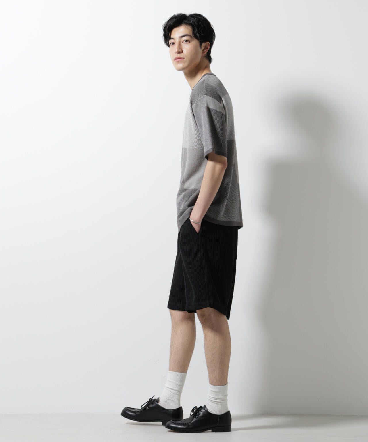 ブロックチェックニットTシャツ 半袖 6725122213