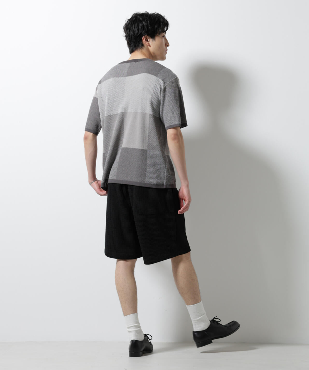 ブロックチェックニットTシャツ 半袖 6725122213