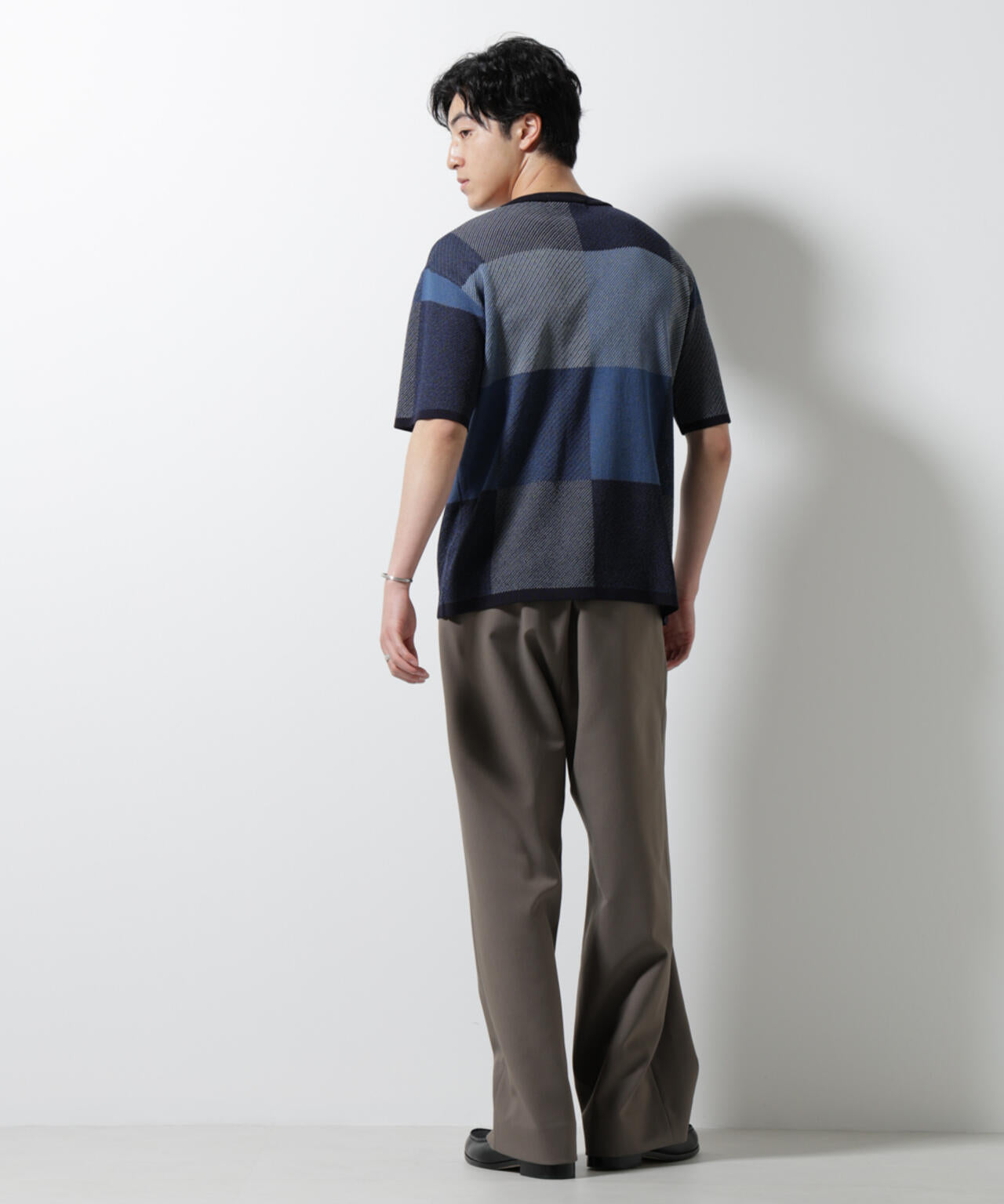 ブロックチェックニットTシャツ 半袖 6725122213