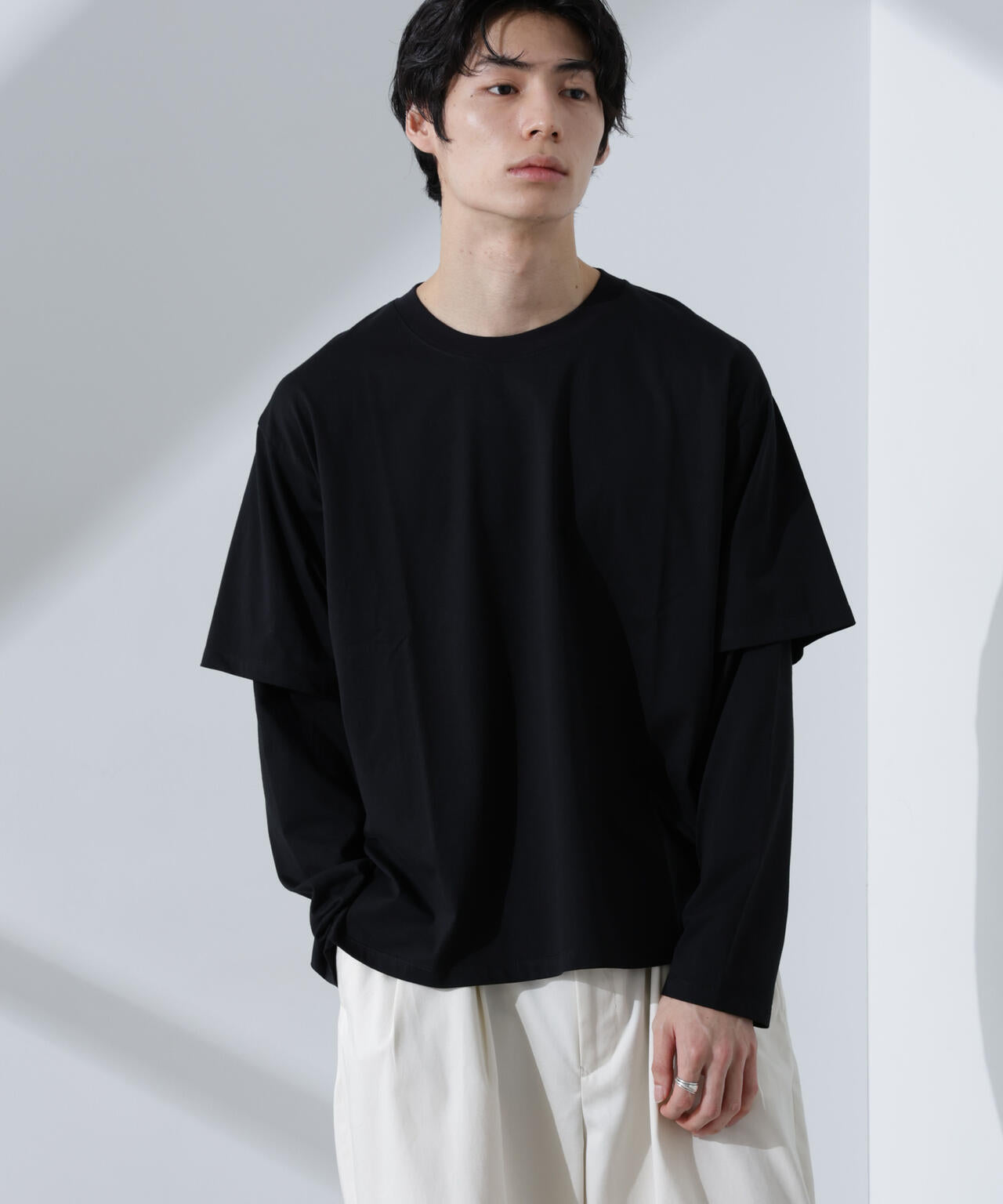 WEB限定/フェイクレイヤードTシャツ 長袖 6725123215