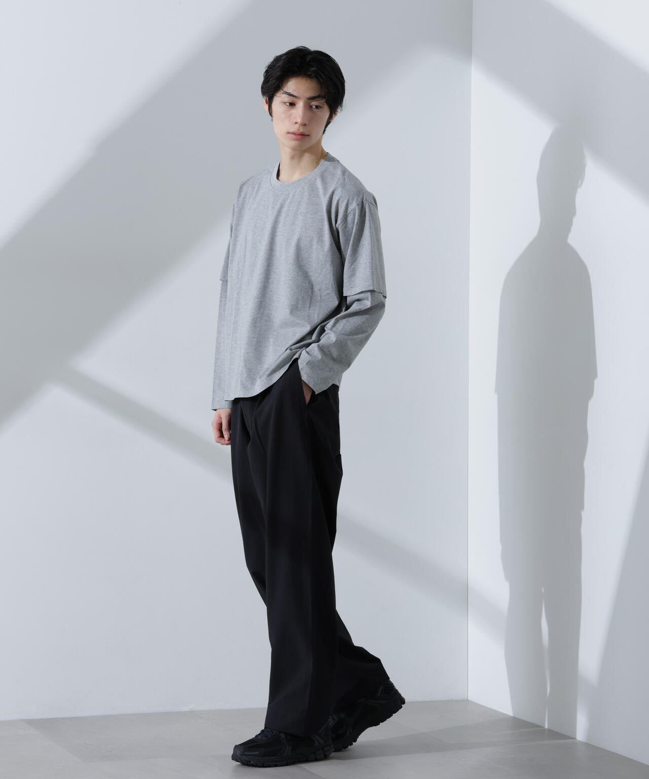 WEB限定/フェイクレイヤードTシャツ 長袖 6725123215