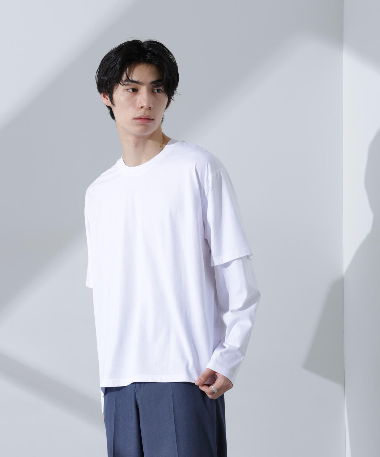 WEB限定/フェイクレイヤードTシャツ 長袖 6725123215