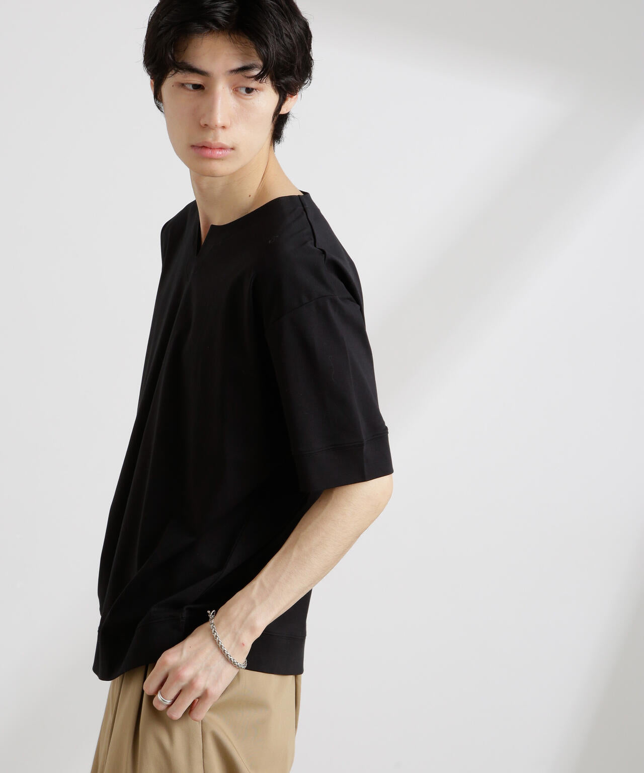 50/-シルケットスムースキーネックTシャツ 6725124208