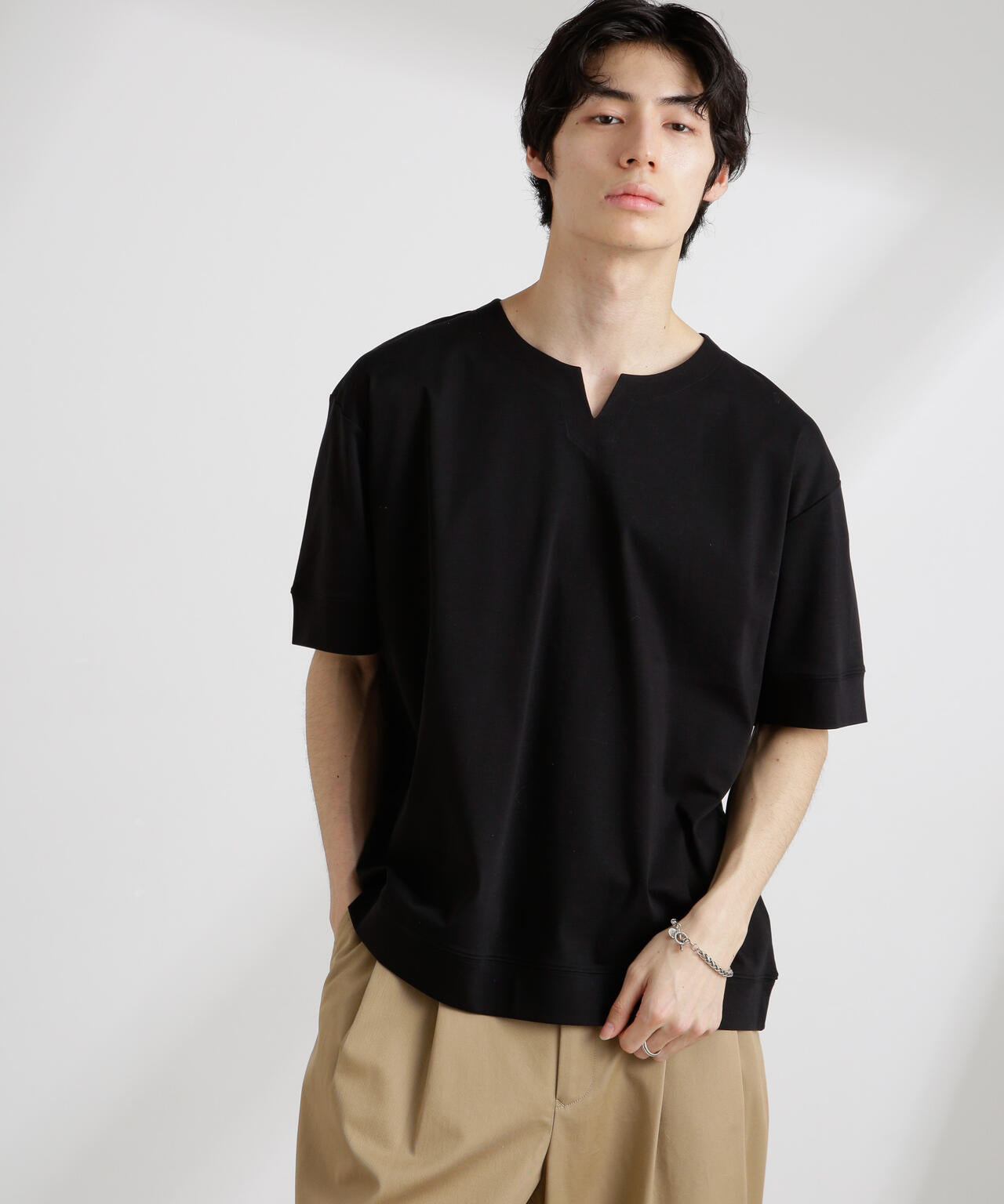 50/-シルケットスムースキーネックTシャツ 6725124208