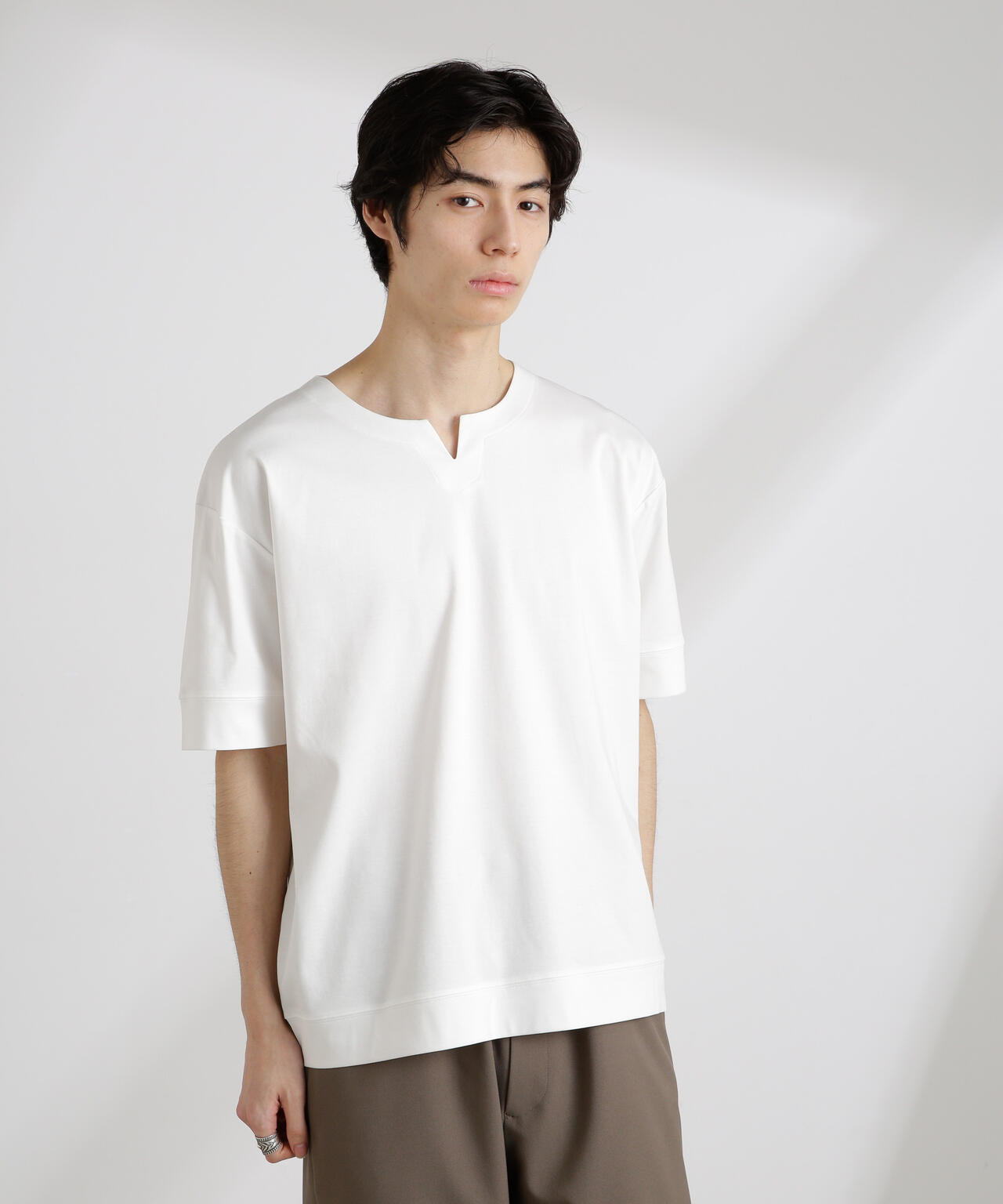 50/-シルケットスムースキーネックTシャツ 6725124208