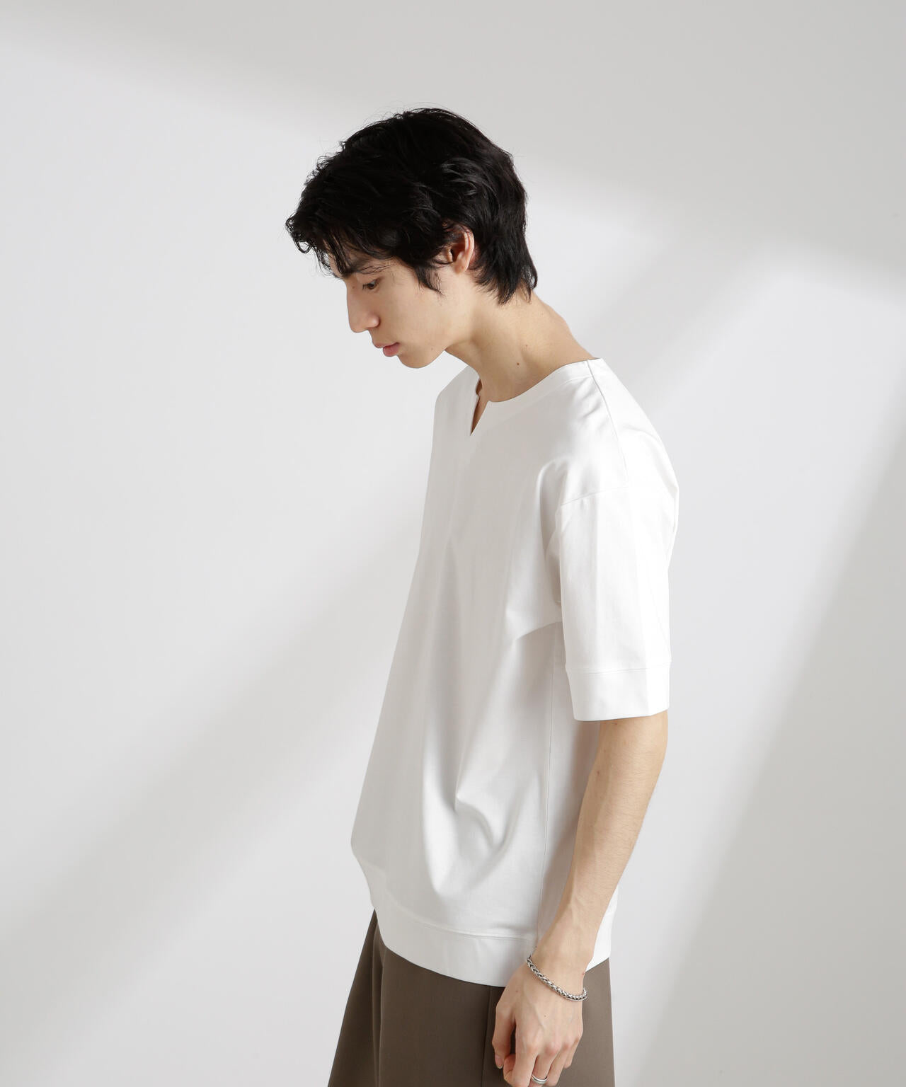 50/-シルケットスムースキーネックTシャツ 6725124208